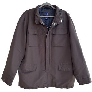 GAP Dark Brown Bomber Jacket RN54023 Men’s Size X-Large Quilted Lining Hood